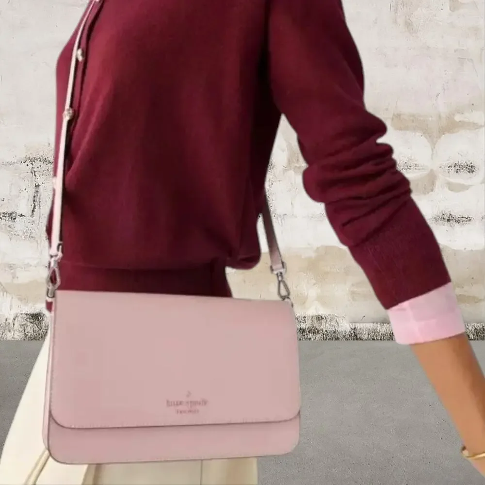 Kate Spade $438 Madison Crossbody in Tutu Pink with Card Case NWT